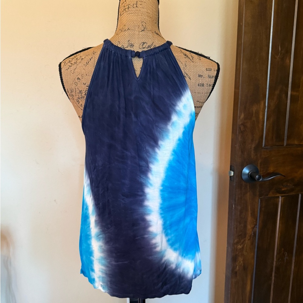 Blue and White Tie-Dye Women's Halter Top - Picture 5 of 9